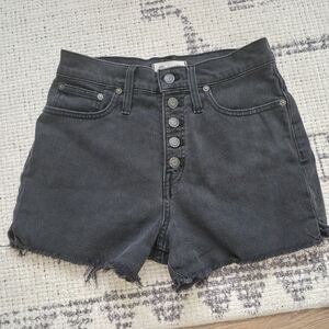 Madewell Black Button-Front Denim Shorts